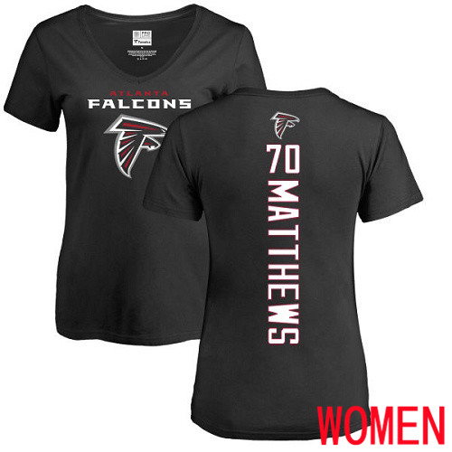 Atlanta Falcons Black Women Jake Matthews Backer NFL Football #70 T Shirt